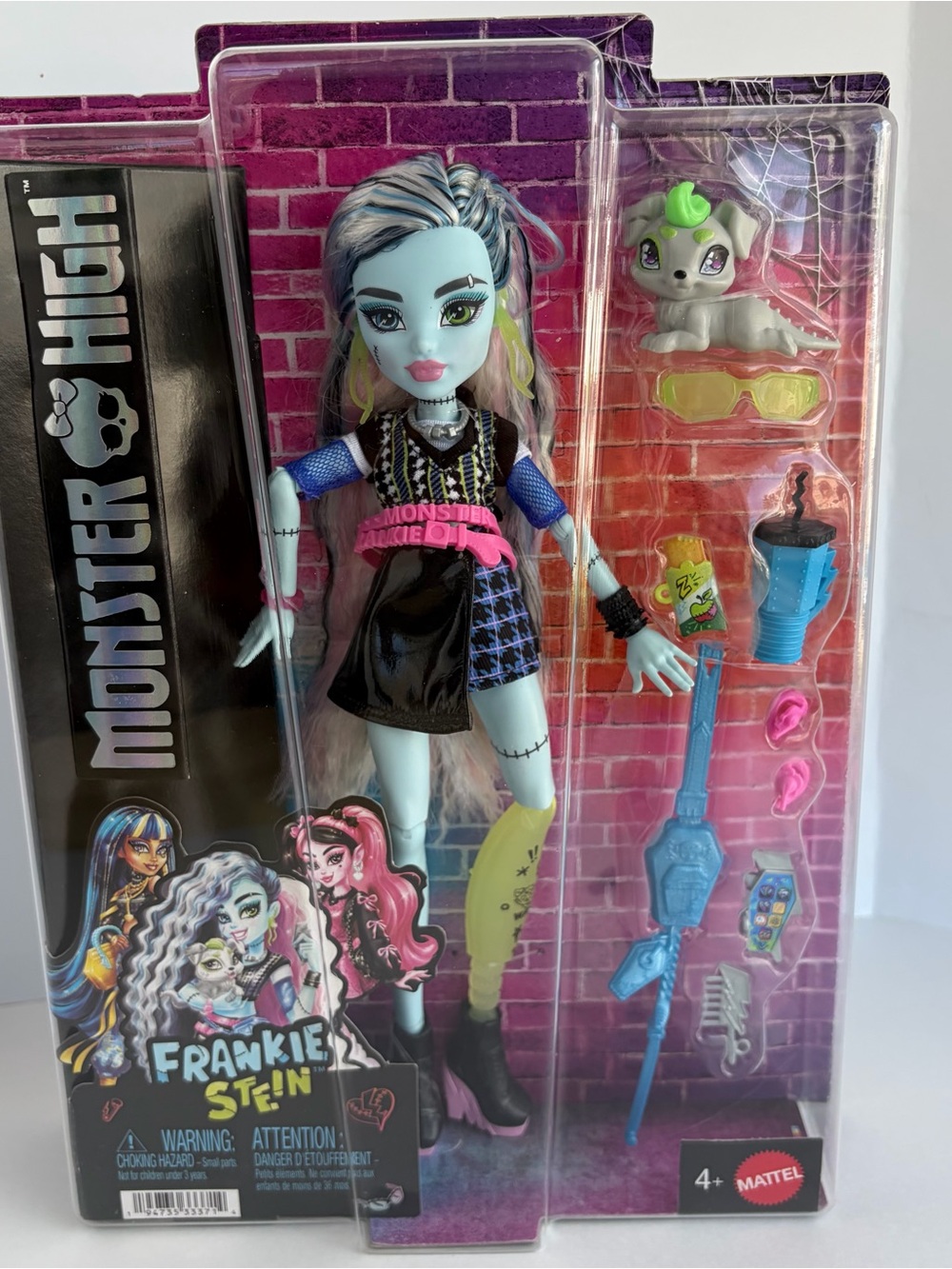 monster high Frankie Stein Doll in Light Blue with Neon Yellow Accents